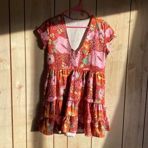 Flowers ruffled dress